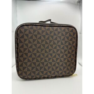 Travel Makeup Train Case Cosmetic Organizer Bag‎ with Dividers & Pockets – Brown